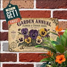 Garden Seeds & Flowers Advert Metal Sign Vintage Yard Decor 8x12 picture