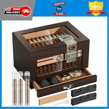 TISFA Cedar Wood Cigar Humidor Box with Hygrometer Humidifiers and Travel Tub... picture