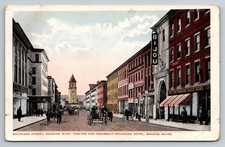 Bangor ME Exchange Street Bijou Theatre Penobscot Hotel 1909 Postcard picture