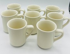 Set of 8 Tuxton Heavy Duty Diner Restaurant 8oz Mugs White Eggshell NO LOGO picture