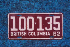 1962 British Columbia License Plate Canada picture