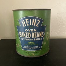 RARE Vintage Heinz TOMATO SAUCE beans Can Paper Label 7 lbs Antique Grocery WW2 picture