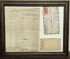 WWII US Army Joseph E Boyle 1945 Military Documents V-Mail Pay Record Framed picture