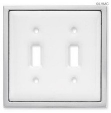 Double Switch Wall Plate - Ceramic with Chrome Trim picture