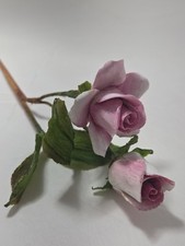 Vtg Long Stem Porcelain Pink Double Rose  picture