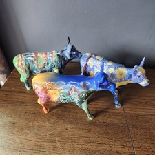 Lot of 3 Vintage Cow Parade Figurines Moostarry Night Monet Four Seasons... picture