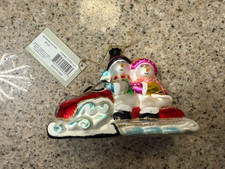 Margaret Cobane Snowman Snowmobile Buddies Glass Ornament New With Tags picture