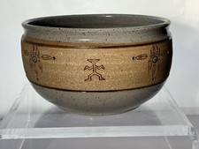 Enchanting Hand Thrown Native American Design LG 9”Clay Pot Artist Signed Barnes picture