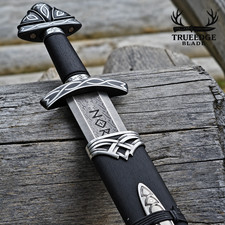 HandForged Damascus Steel Viking Sword, 10th Century Type R, Bog Oak Hilt 🎁idea picture