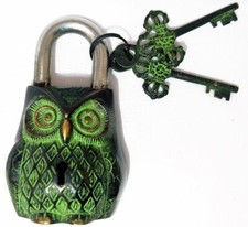 Brass Owl Lock Vintage Look with 2 Key and Decorative Use Gifting Lock Product picture
