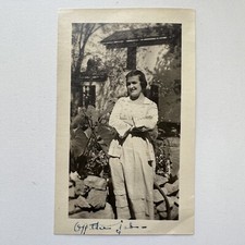 Antique B&W Snapshot Photograph Beautiful Young Women “Off The Job” Inscription picture
