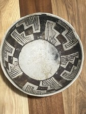 Rare Anasazi Pottery Bowl Black And White Snowflake Pattern 8’ Inches picture