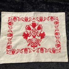 Vintage Authentic Hand Embroidered Hungarian Pillowcase Kalotaszeg Redwork 21x16 picture