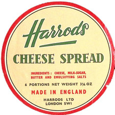 Harrods Cheese Spread Harrods Ltd. ENGLAND Vintage Label 4