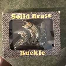 New Old Stock 1979 Brass Bass Fish Solid Brass BTS USA Vintage Belt Buckle picture