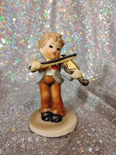 Inarco Porcelain Figurine The Fiddler Boy 3.5 Tall Inch Japan 1964 picture