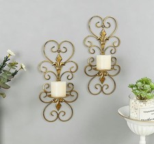 Rustic Vintage Gold Wall Candle Sconces - Set of 2 for Home Decor picture