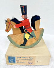 Vintage Seiffener Reiter Red Black German Soldier Rocking Horse Original Box picture