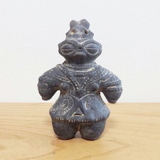 Dogu Jomon Period Clay Statue Earthen Figure Black 12cm Replica JAPAN HANIWA picture