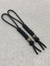 95 Paracord Micro Knife Lanyard 2pk, Black Cord Snake Knot With Metal Bead picture
