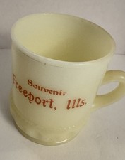 Vintage HEISEY Uranium Custard Souvenir Glass UV Glow COFFEE MUG FREEPORT, MS picture