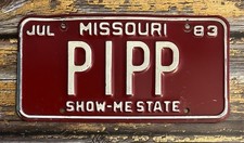 1983 Missouri VANITY License Plate PIPP picture