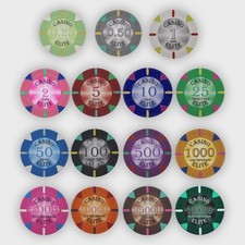 Bulk 1000 Casino Elite Clay Poker Chips - 14 Gram - Pick Your Denominations picture