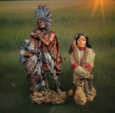 Young's Inc American Frontier Collection Native American Chief & Maiden+Squaw picture