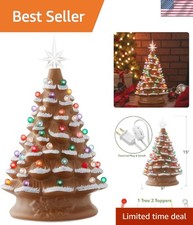 Festive Handcrafted 15-Inch Ceramic Christmas Tree - Pre-Lit & Customizable picture