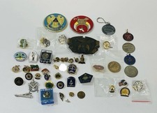 49 Vtg Masonic Shriner's Lapel Tie Pins Buckle Coins 40 50 60 Year 32 Rite Etc. picture