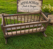 Antique 1700s-1800s Wooden Baby Cradle Crib, Primitive Rare American Walnut picture