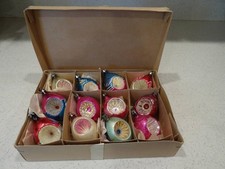 12 Fantasia Silver Mercury Glass INDENT Christmas Ornaments Bulbs in Antique Box picture