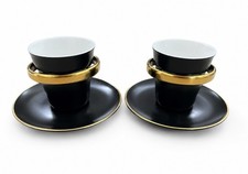 Anno Bernardaud France Modernist Black Gold Demitasse/Espresso Cups & Saucers picture