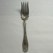 1910 Rogers Edwardian Orange Blossom Nickel Silver Cold Meat Serving Fork picture