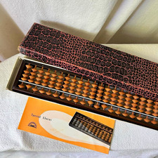 Vintage Japanese Soroban Wooden Abacus Set w/ Box & Guide Booklet picture