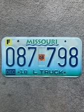2008 Missouri Truck License Plate - 087 798 - Nice picture