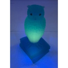 Vintage Westmoreland Blue Satin Glass Owl on Books UV Reactive Glowing picture