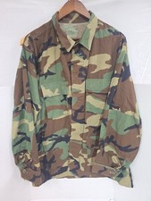 US ARMY BDU Woodland Camouflage Coat Large Long Hot Weather American Apparel  picture