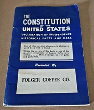 Antique 1952 Constitution Presented by Folger Coffee, Co. Pocket Book Booklet picture