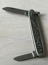 Vintage Antique Anvil USA Masonic Metal 2-Blade Folding Pen Pocket Knife Old picture