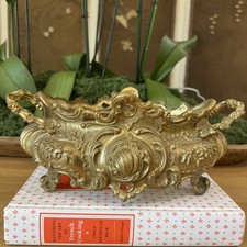 Heavy Brass Italian French Style Rococo Jardiniere Planter cherubs No liner 12” picture