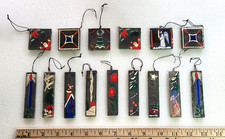 Antique Double Sided Screen Print DeLuxe Mirrorettes Christmas Tree Ornament Lot picture