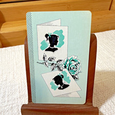 Vintage Linen Silhouette lady Single Playing Card- Light Green picture