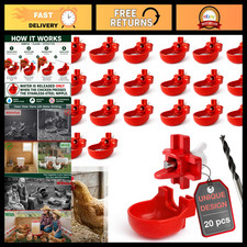 Heavy Duty 20-Pack with Cups Chicken Water Nipples Automatic Chicken Waterer Nip picture