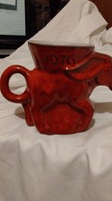 Frankoma 1976 Red Ceramic Figural Donkey Political Beer Mug Vintage picture