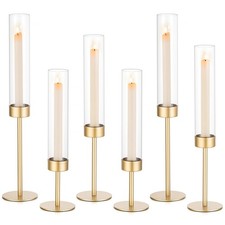 Sziqiqi Hurricane Candle Holders 6 Pcs Gold for Wedding Christmas picture