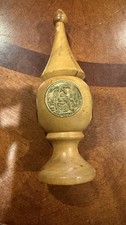 Vintage 1952 Havdala Ceremony Jewish Besamim Tower Castle Olive Wood Hand Carved picture