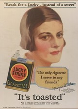 1929 Lucky Strike Cigarettes PRINT AD Marjorie Oelrichs New York Fashion VTG 20s picture