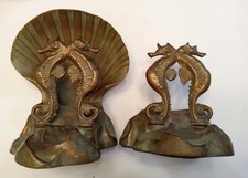 1932 MCCLELLAND & BARCLAY Sea Horse/ Clam Shell Bronze ?  Bookends 1 damaged picture