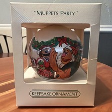 1982 Hallmark Muppets Party Satin Ball Keepsake Ornament QX2186 Vintage w/ Box picture
